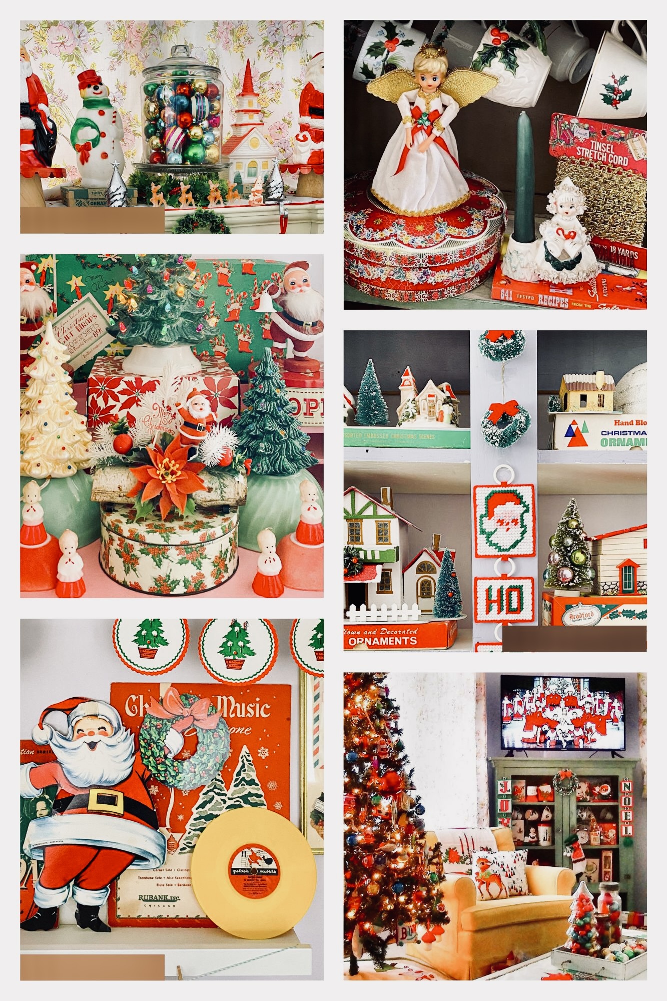 Vintage 1950-60s CHRISTMAS TREE Ornament HOOK Hangers Box SANTA