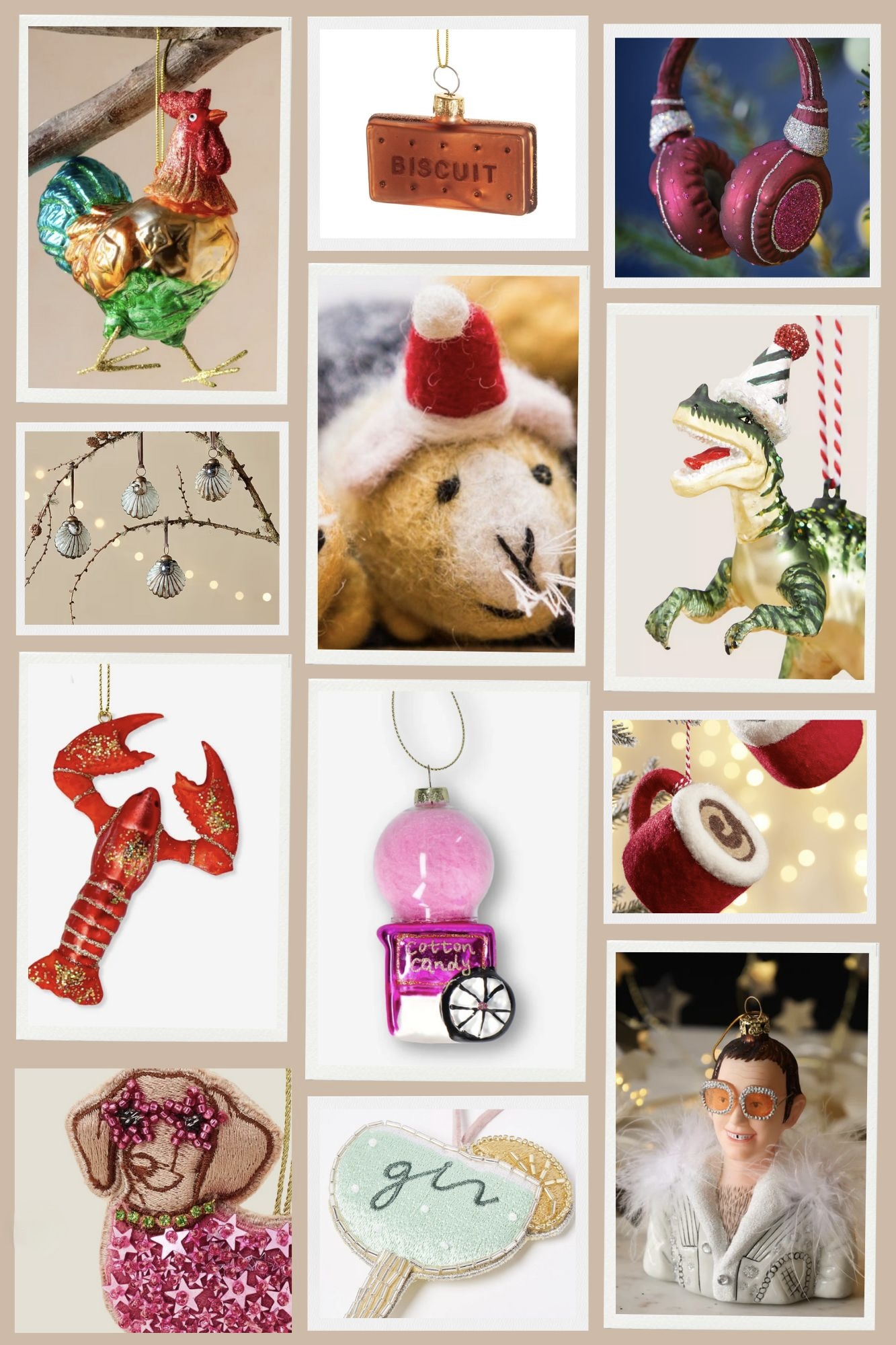 quirky Christmas ornaments 